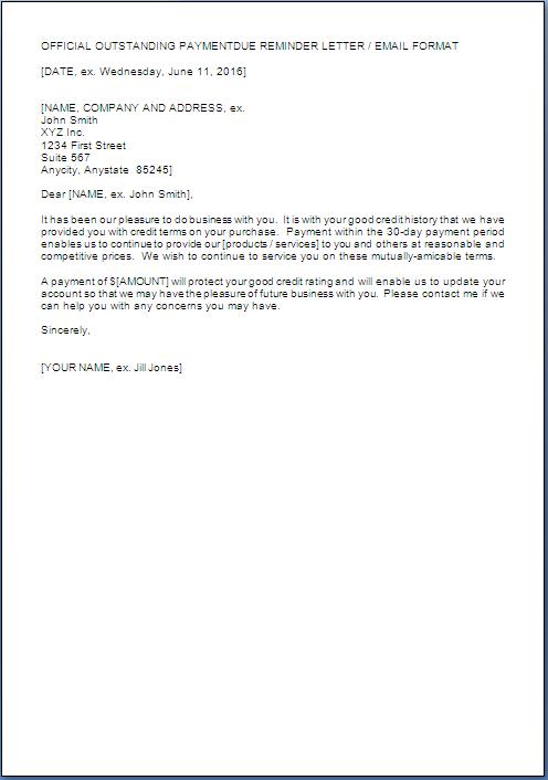 Polite Payment Reminder Letter Format