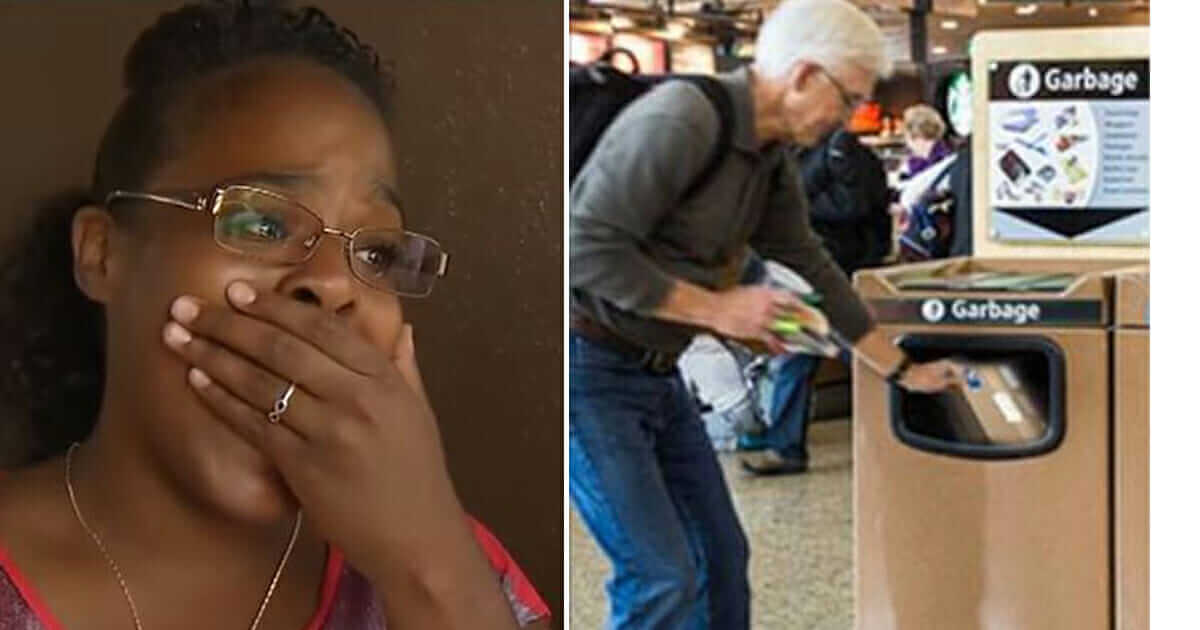 Woman Witnesses Weeping Man Forced To Throw Present In Airport Trash. What She Digged Out Melted Her Heart