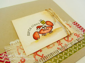 Santa Claws Crab Christmas Card using fabric stamping by Newton's Nook Designs
