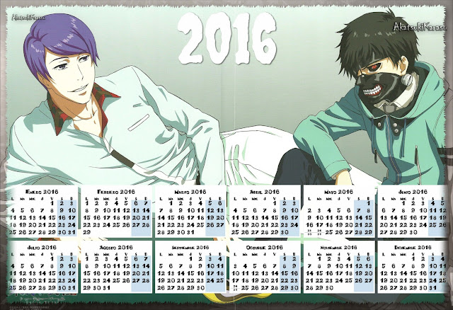 calendario 2016 tokyo ghoul