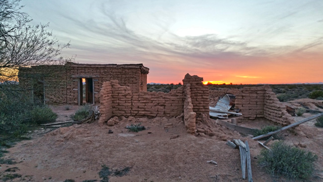 Rural Exploration of Abandoned Adobe House Ruins in Dateland, Arizona