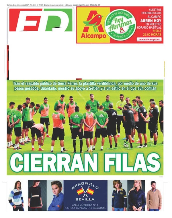 Betis, Estadio Deportivo: "Cierran filas"