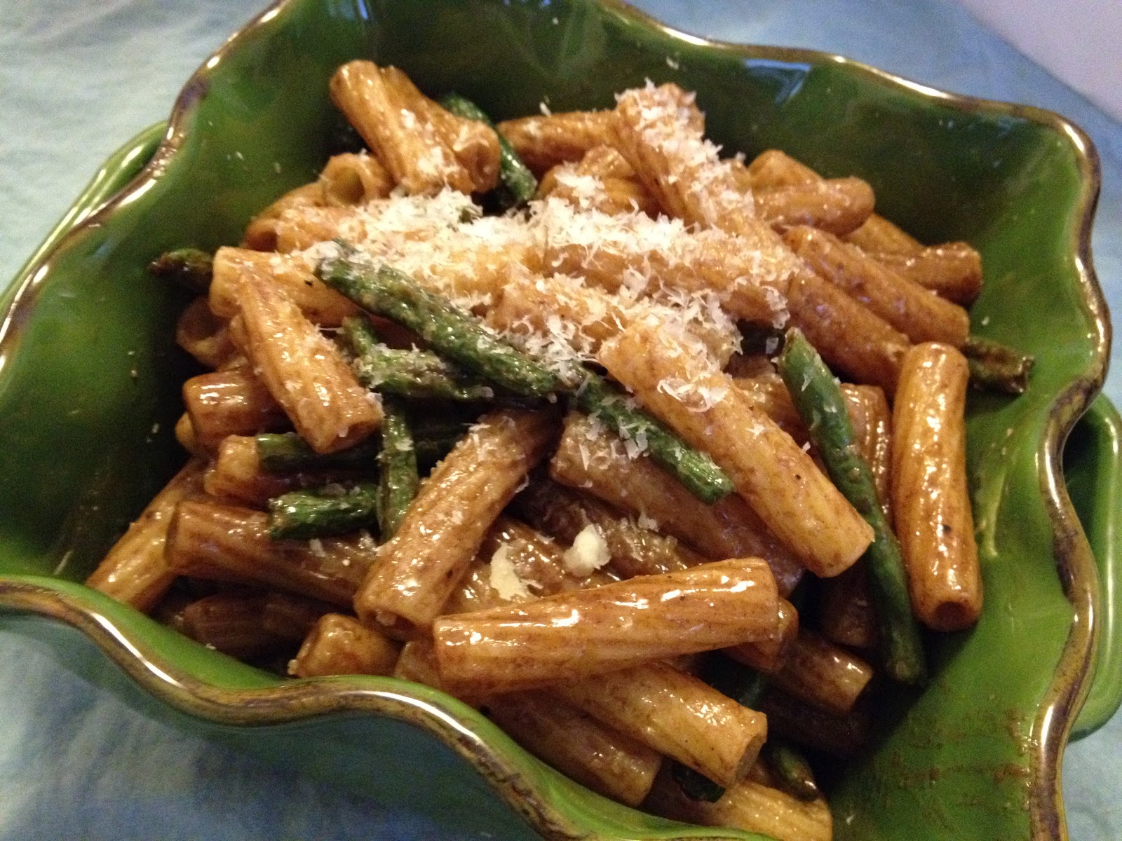 Ruminations on Food Pasta with Roasted Green Beans and Balsamic Butter