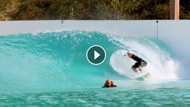 Josh Kerr rides the slab wave in the Wavegarden Cove