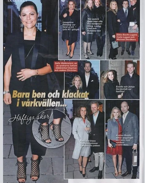 Crown Princess Victoria and Princess Madeleine attended the 40th birthday party of Caroline Dinkelspiel one of the Crown Princess's closest friends in Östermalm.