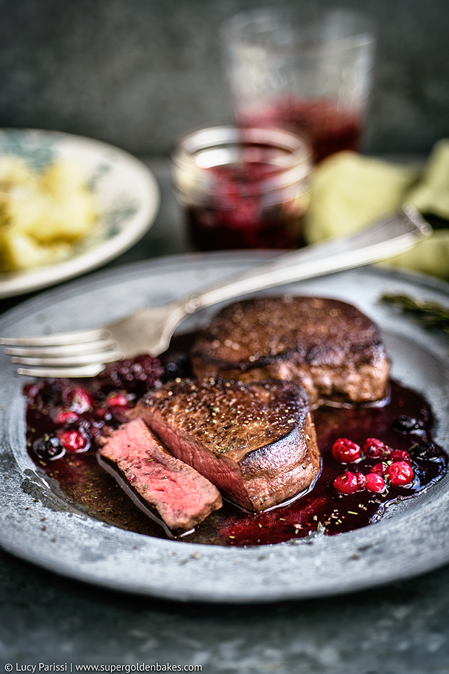 Venison Steak with Port and Red Berry Sauce supergolden bakes