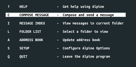 Message index. Alpine configuration Framework. Alpine email client как настроить.