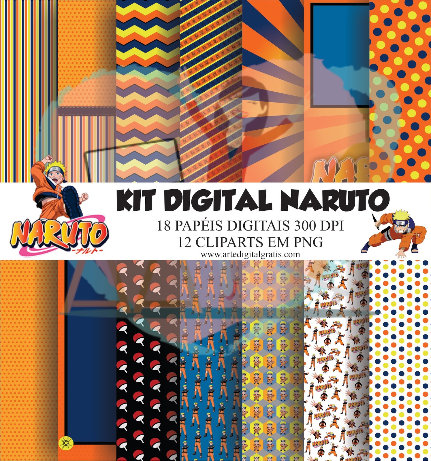 KIT DIGITAL NARUTO GRÁTIS - Arte Digital Grátis