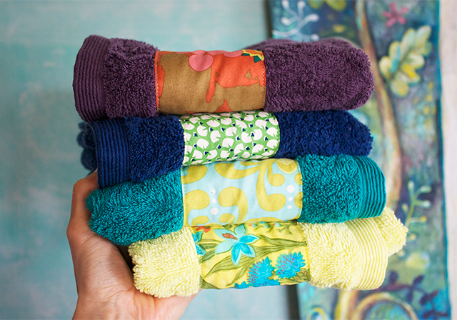 Artistic Bathroom Towels  Julia Di Sano - Colorful Plaid Stripes I -  DiaNoche Designs