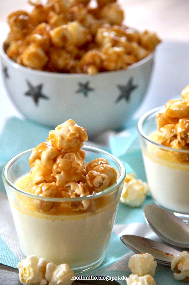 mellimille KaramellPanna Cotta mit Karamellpopcorn