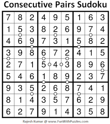Consecutive Pairs Sudoku (Daily Sudoku League #180) Solution