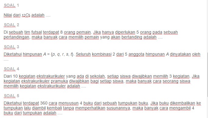 Contoh Soal Kombinasi