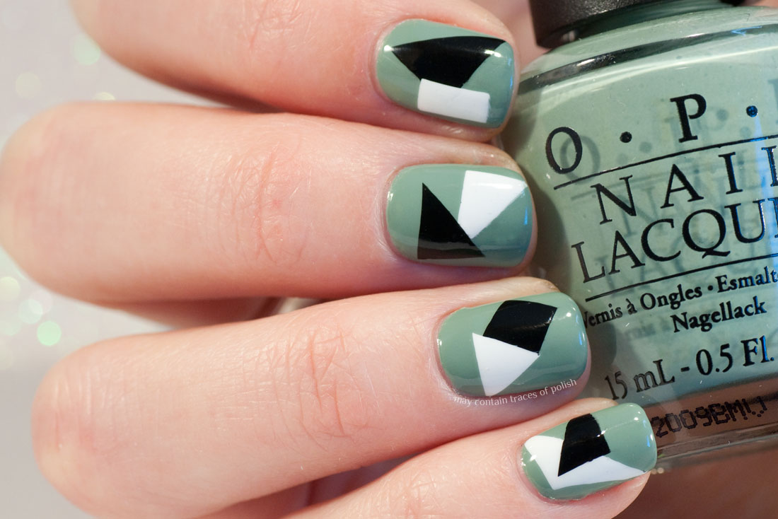 Geometric Black and White Nail Art May contain traces of polish
