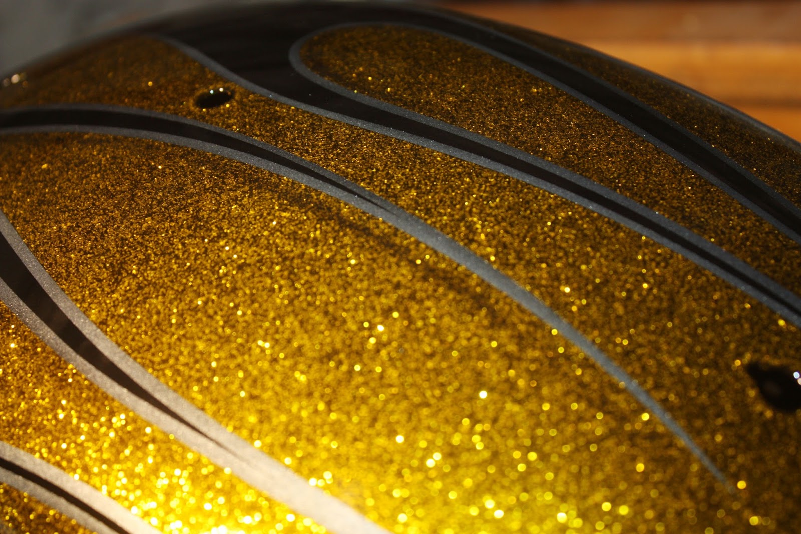 Online Motorcycle Paint Shop Gold Metal Flake with black flames