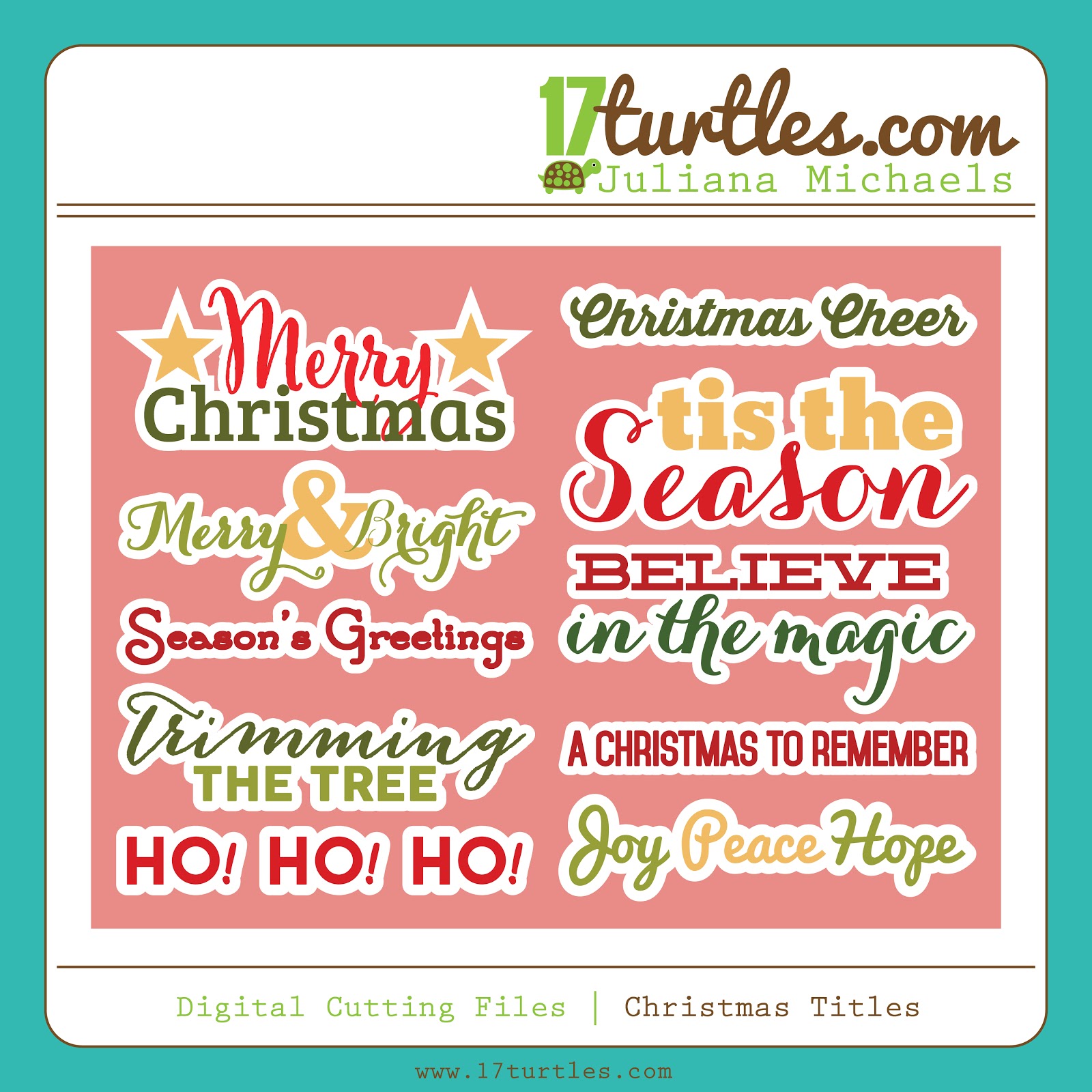 17turtles Digital Cut Files Christmas Titles