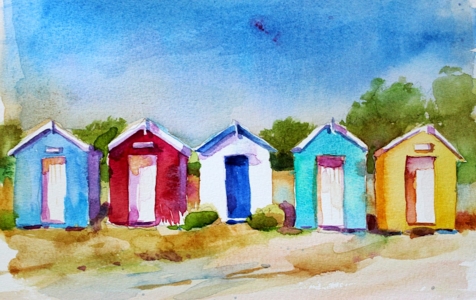 laura's watercolors beach huts