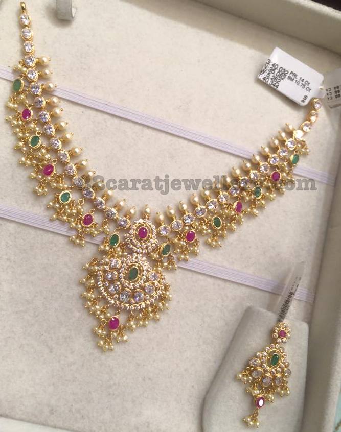 Sayara Collection Diamond design Multi Color Cz Necklace Set 8785N – Griiham