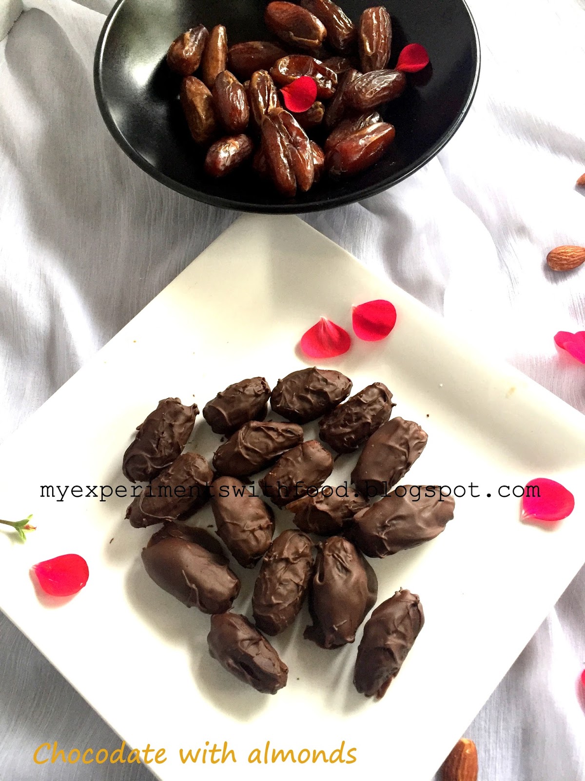 My Experiments With Food: Arabian Delights- Chocodates with Almonds