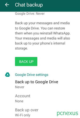 whatsapp google drive chat backup
