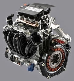 Vista del motor del Honda Civic IMA seccionado