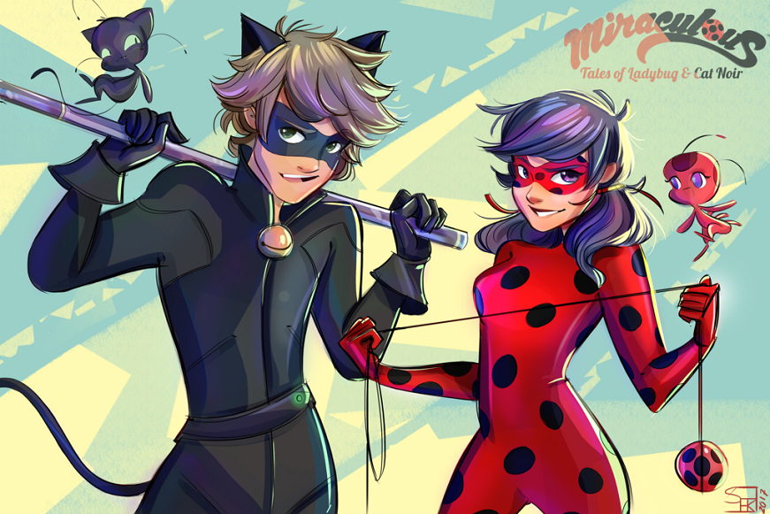 Art of the Day: Cat Noir and Ladybug.