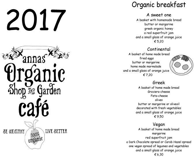 Annas Organic Shop Garden Cafe Annas Menu