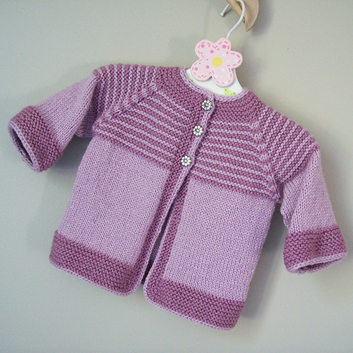 Daily Knitting Patterns Garter Yoke Baby Cardigan