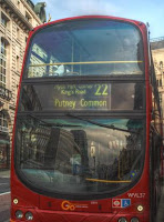 London Bus Route Number 22 - from Oxford Circus Stn / Margaret Street to Putney Common