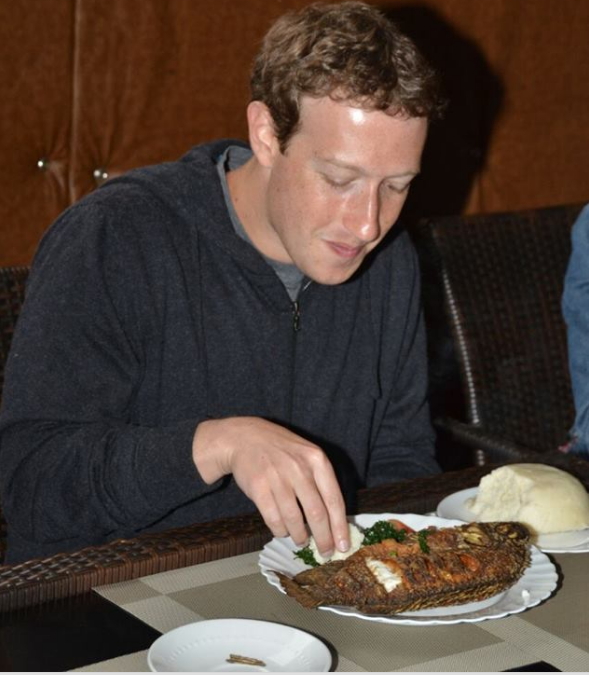 facebook founder eating ugali and fish
