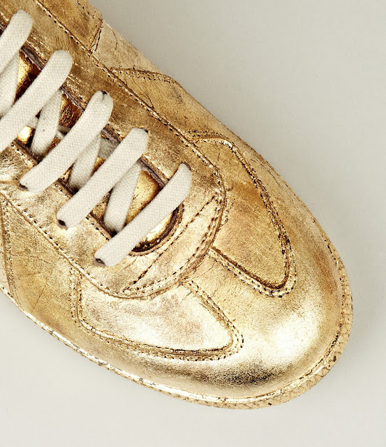 Tomorrow comes Today: Gold Foil Sneakers by Martin Margiela