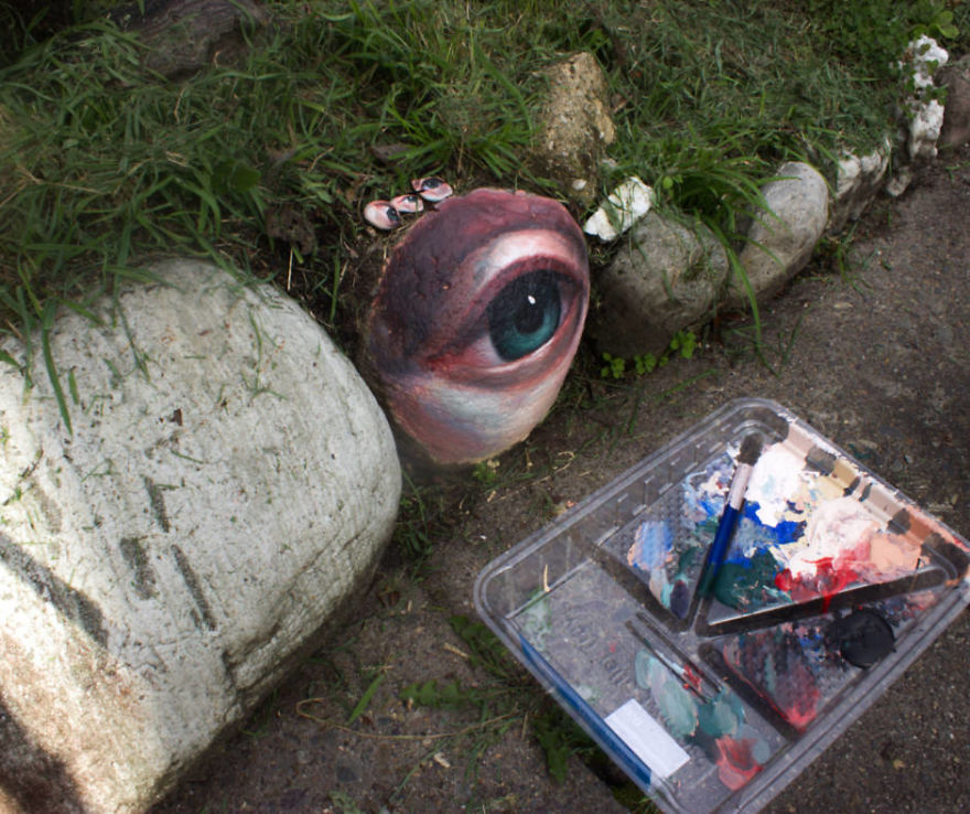 Artist Paints Eyes On Rocks And Takes Them Back To Nature To Be Found Or Lost Forever