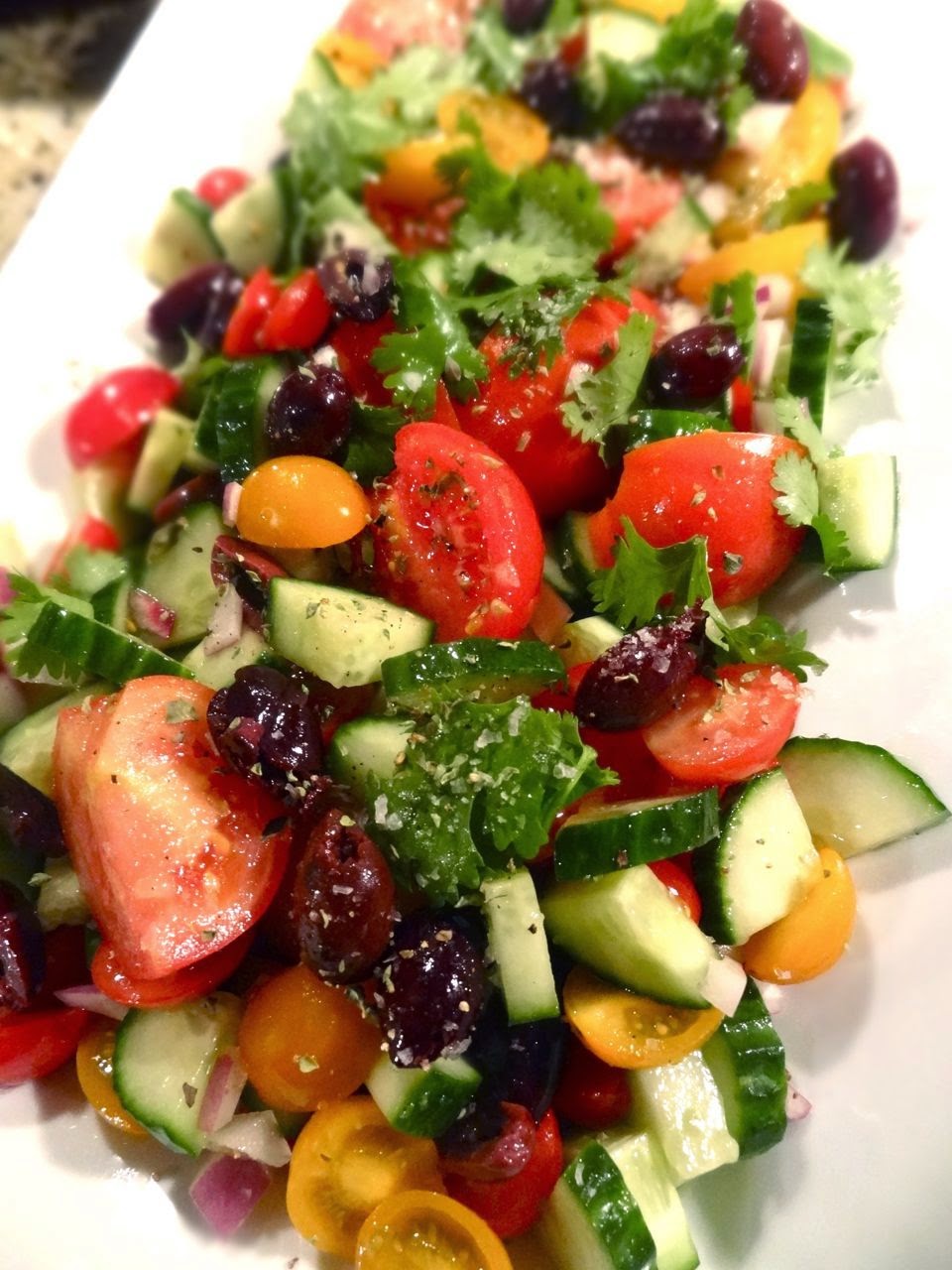 Scrumpdillyicious: Mixed Tomato Salad with Cucumber &amp; Olives