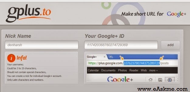 Google Plus Vanity URL Sites : eAskme