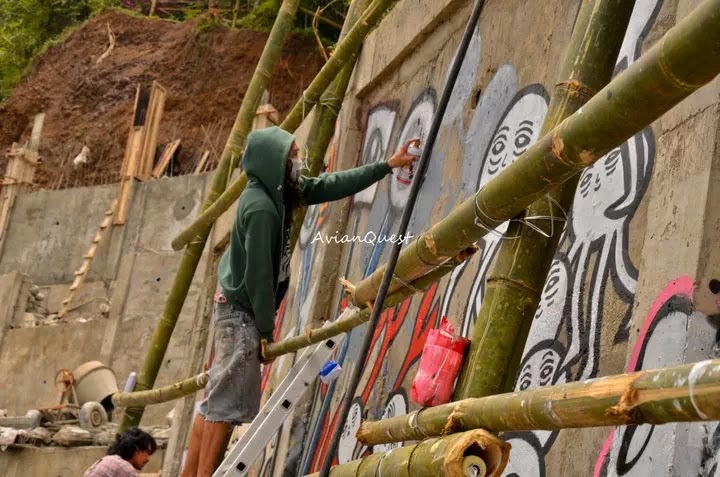 Face Mask On Probably a Ninja Tamawan Village Making of a Graffitti Mural Baguio City Philippines 24