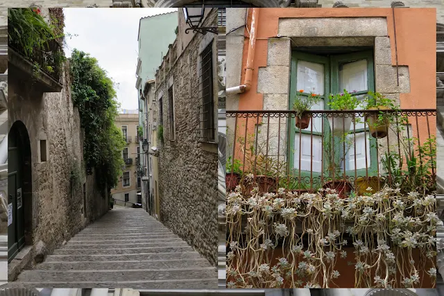 Atmospheric lanes, staircases, and balconies in Girona, Costa Brava, Spain