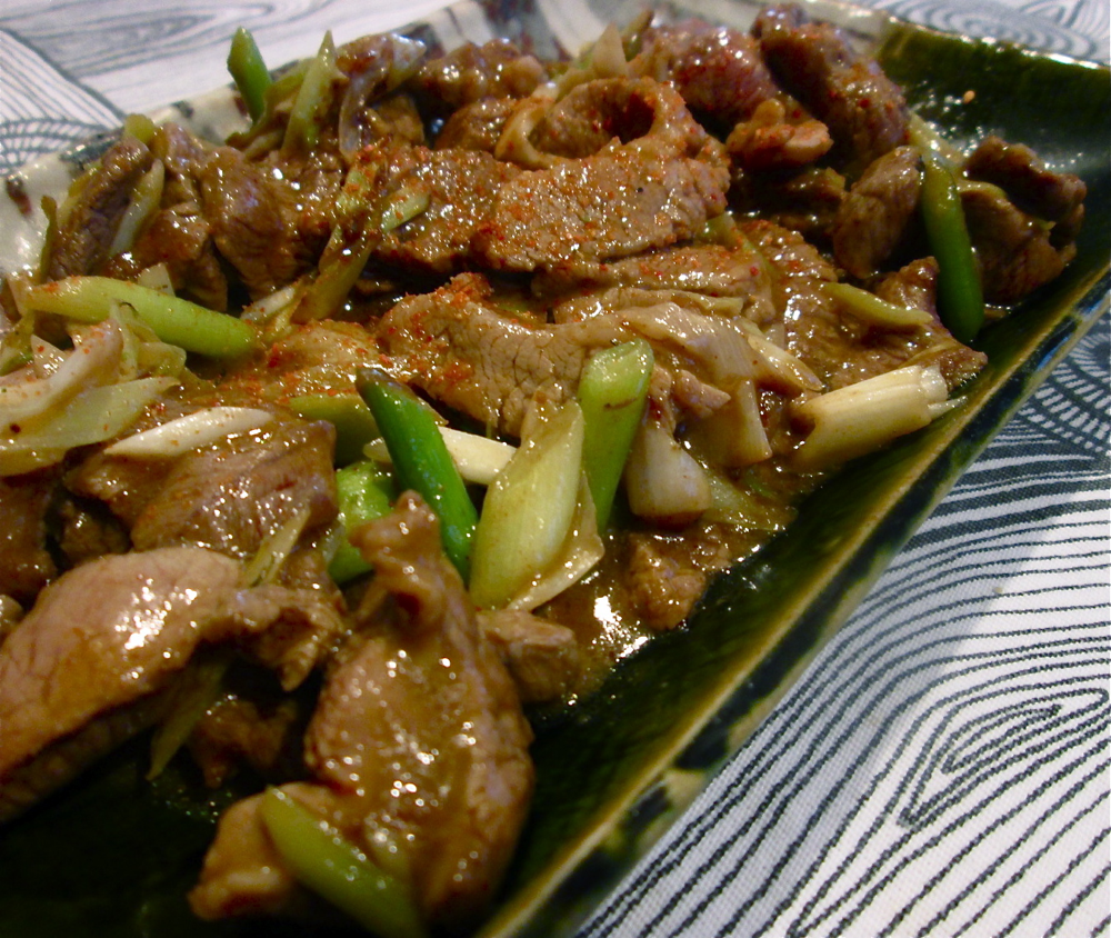 Popo's River stirfry lamb with a pinch of cumin