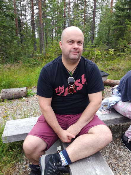 Me taking a breather after visiting the Tulilahti swamp graves.