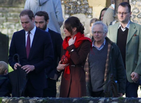 Pregnant Kate Middleton. Prince William and Catherine, Duchess of Cambridge attend christmas day service