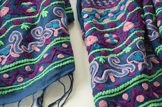Impression purple embroidered scarves