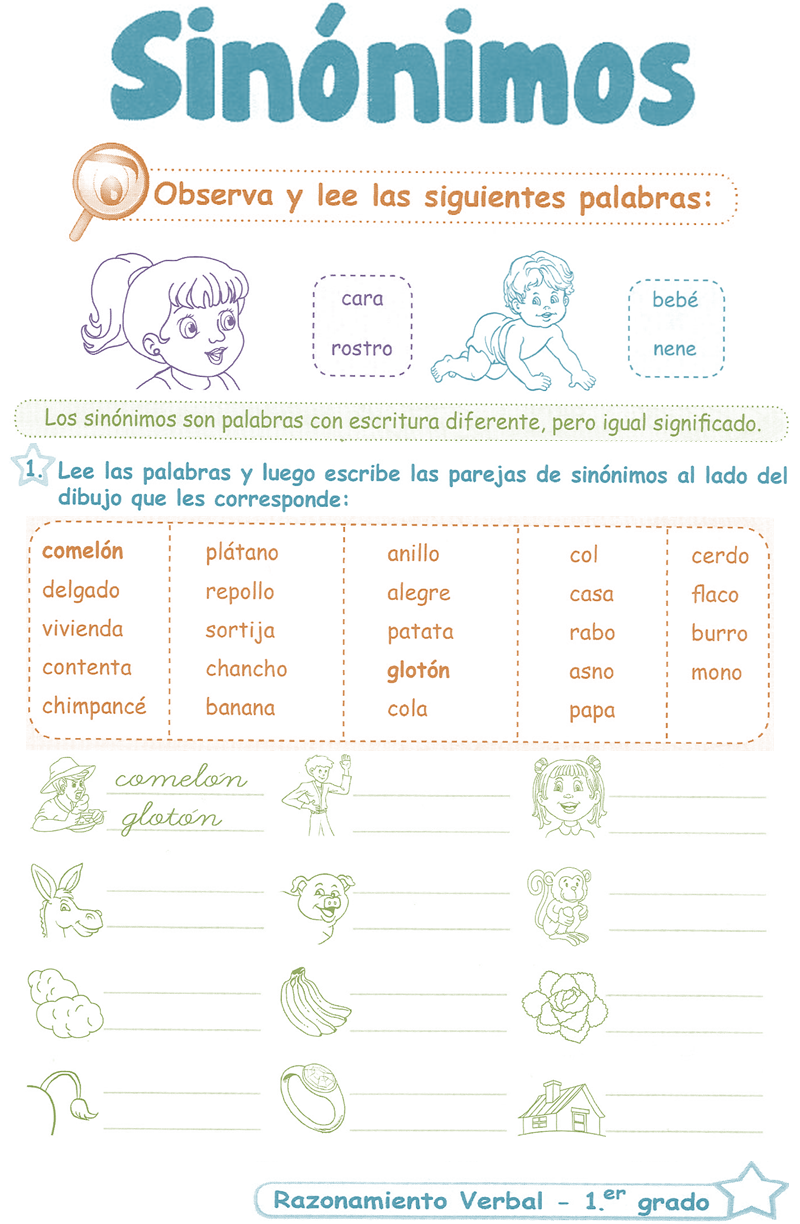 COMPARTE Y ENSEÑA 2º3º4º PRACTICANDO SINÓNIMOS E ANTÓNIMOS