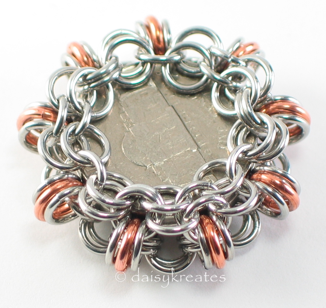 daisykreates: Chainmaille Wrapped Coins and Mirror