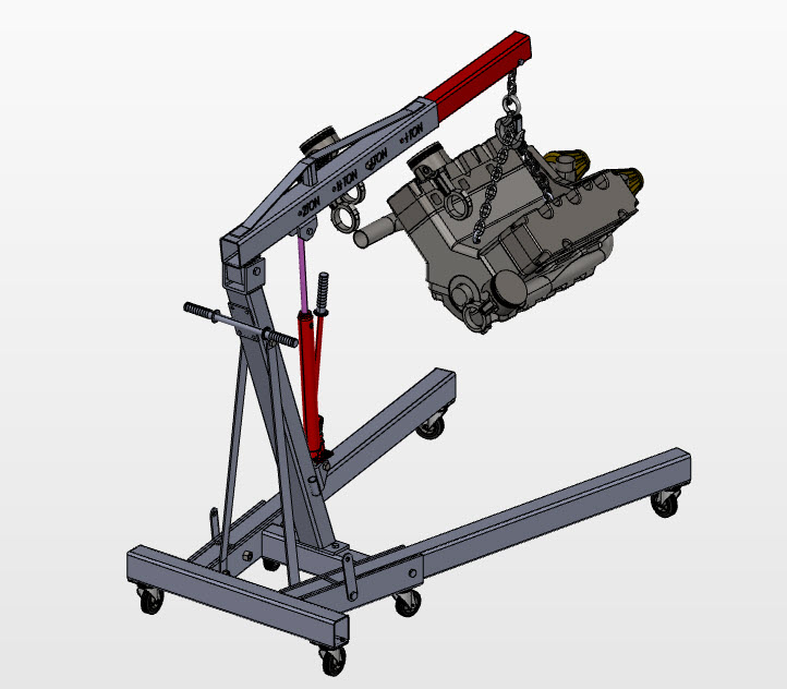 3D Folding Engine Crane model cad file downloads. Engineering 3DCad