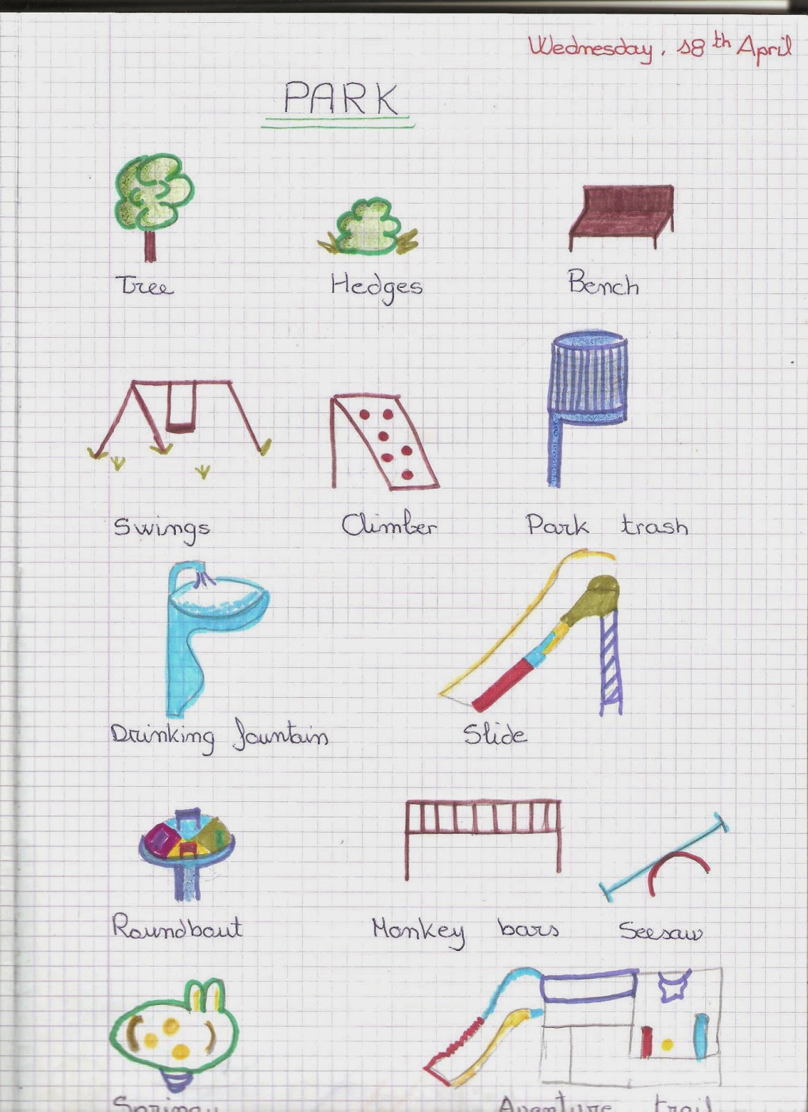 El Blog de Marina Moral Partes de un parque en inglés