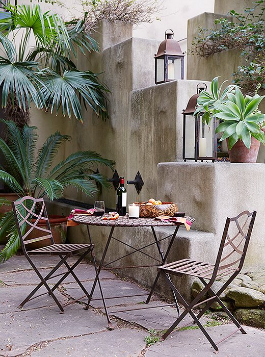 Handcrafted details give Mediterranean home its boho vibe - patio BoHoHome.com @bohosusan tumblr.com/blog/bohohome Kendall Conrad home