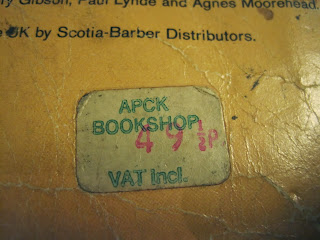 Original price tag saying APCK Bookshop and 49 1/2 p.