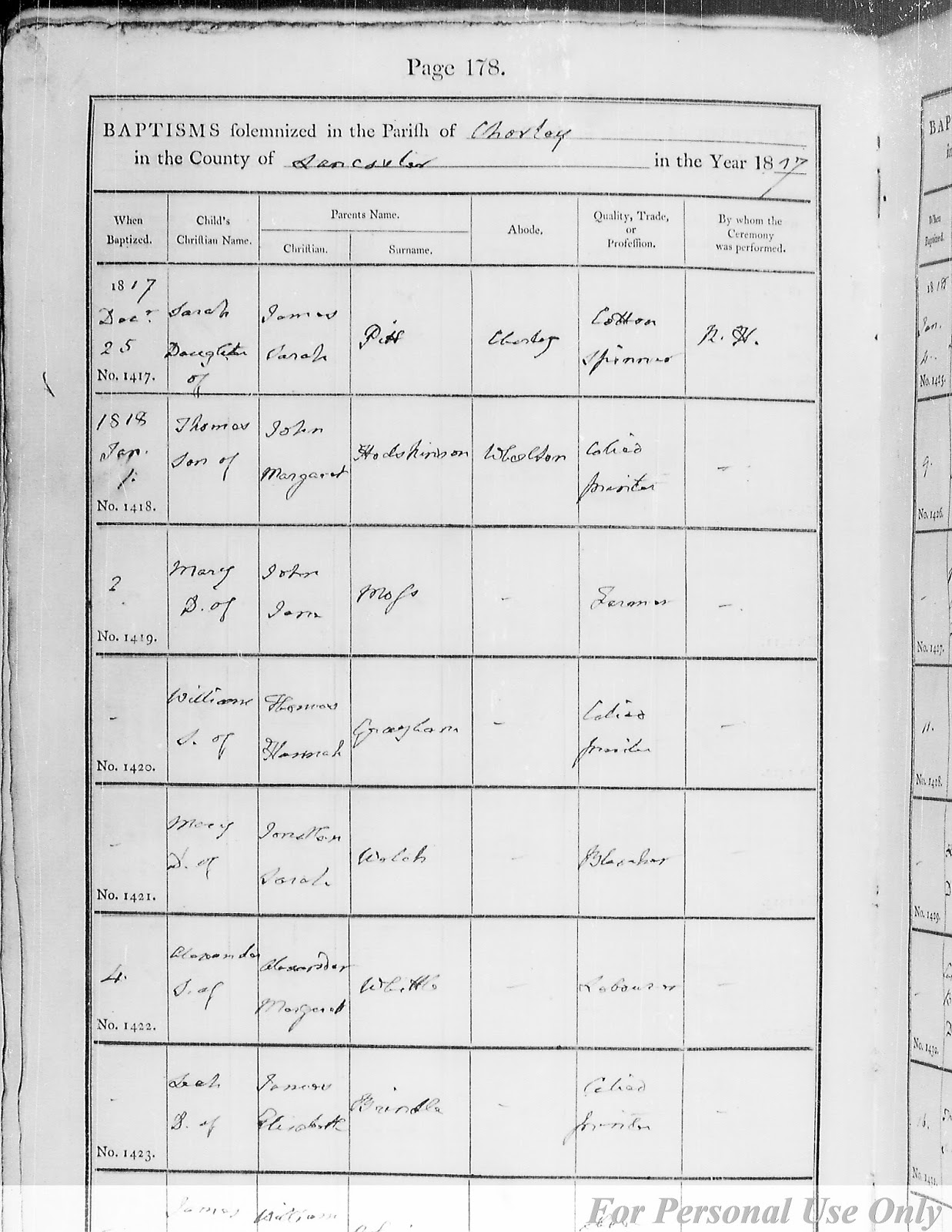 GeneaMusings Treasure Chest Tuesday 1818 Baptism Record of