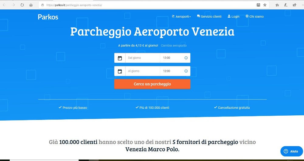Come scegliere i parcheggi vicino all'aeroporto di Venezia Marco Polo
