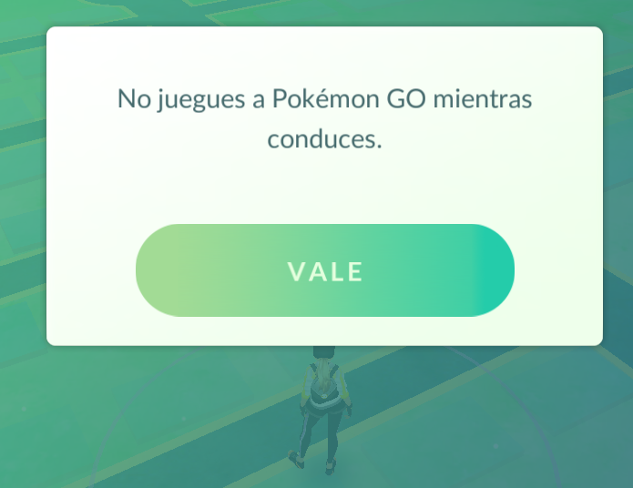 PokemonGO. Warning. Aviso no conducir mientras se juega