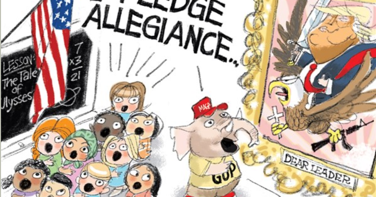 Les Tours de Laliberté: Caricature serment d'allégeance américain