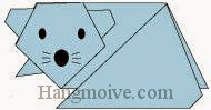Bước 15: Vẽ mắt mũi để hoàn thành cách xếp con chuột bằng giấy.